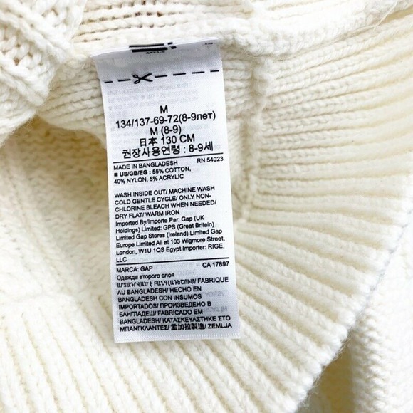 Gap Girls Pullover Sweater White Cable Knit M - Picture 7 of 7